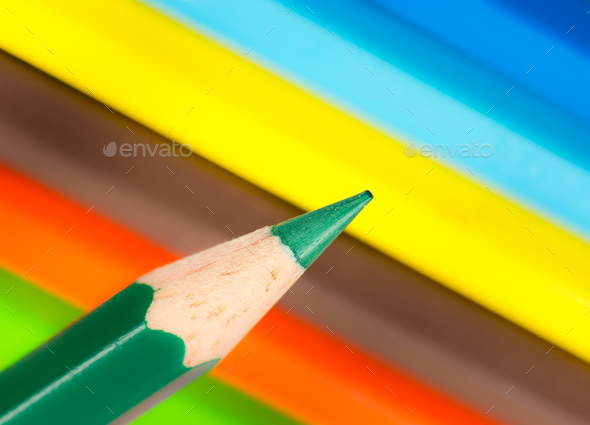 Tip of a green wooden pencil