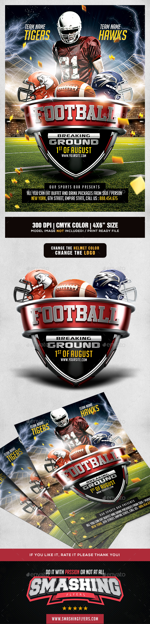 American Football Game Flyer Template - Sports Events