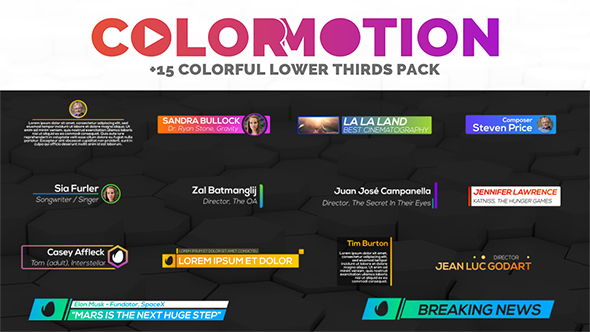 ColorMotion - 15 Colorful Lower Thirds Pack