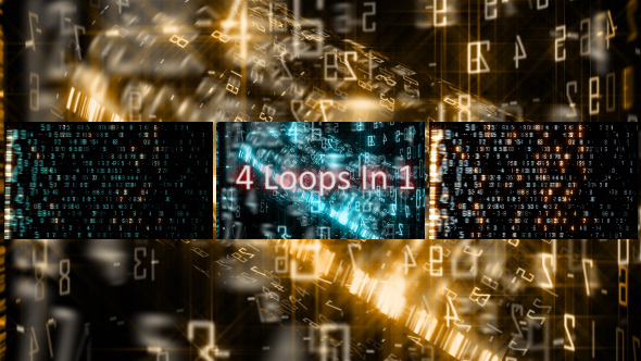 Matrix Technology Numbers Background Pack 4 In 1 Loops