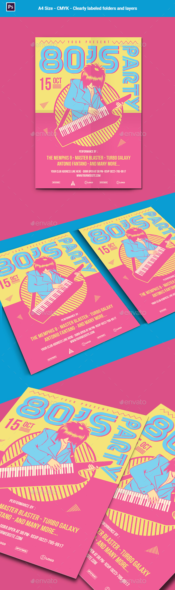 80's Party Flyer / Poster Template - Clubs & Parties Events