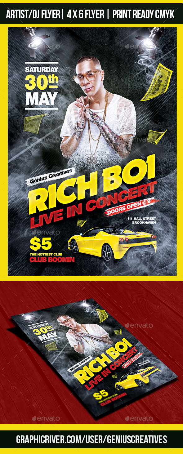 Rich Boi Artist & Dj Flyer - Flyers Print Templates