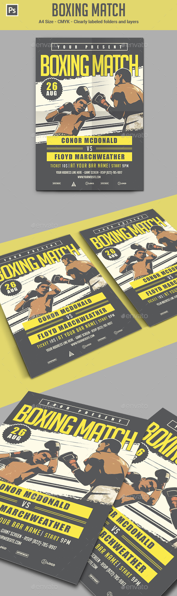 Boxing Match Flyer / Poster Template - Sports Events
