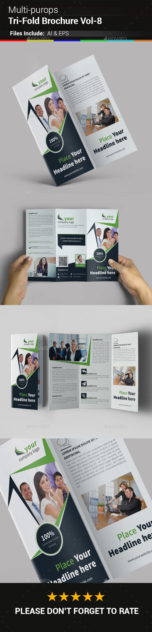 Multipurpose Business Tri-Fold Brochure Vol-8 - Corporate Brochures