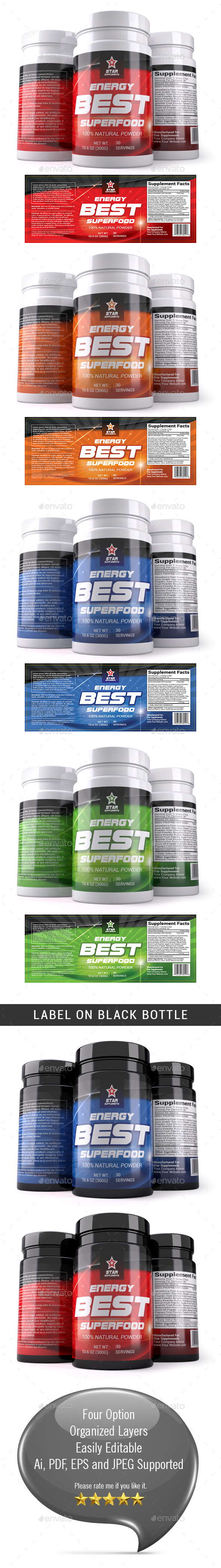 Supplement Label Template - 020 - Packaging Print Templates