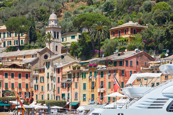 Portofino typical beautiful village with colorful houses in Italy