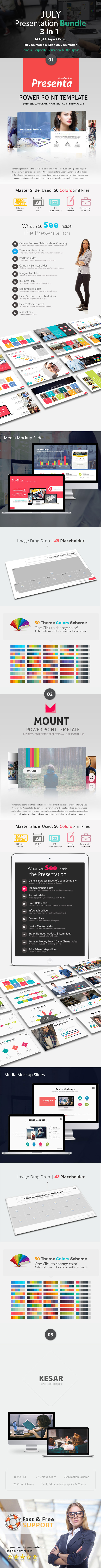 July Bundle 3 in 1 Power Point Presentation - Business PowerPoint Templates