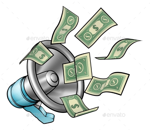 Cartoon Money Megaphone Concept - Miscellaneous Vectors