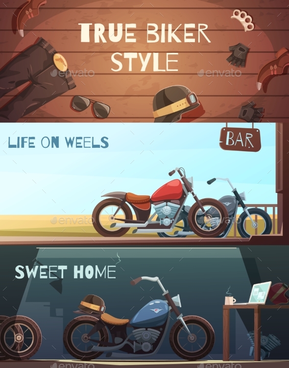 Roadster Motorcycle Banners Set