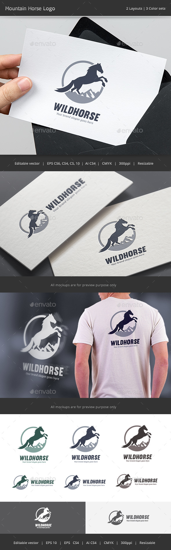 Mountain Horse Logo - Animals Logo Templates
