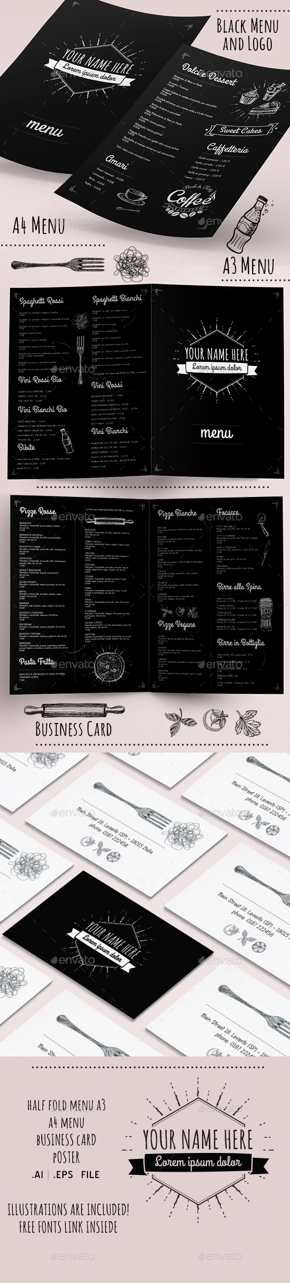 Black Menu and Logo