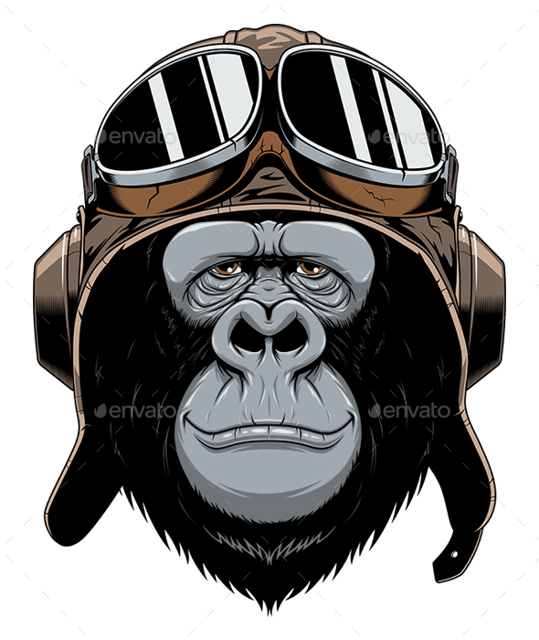 Monkey in Helmet Pilot - Animals Characters