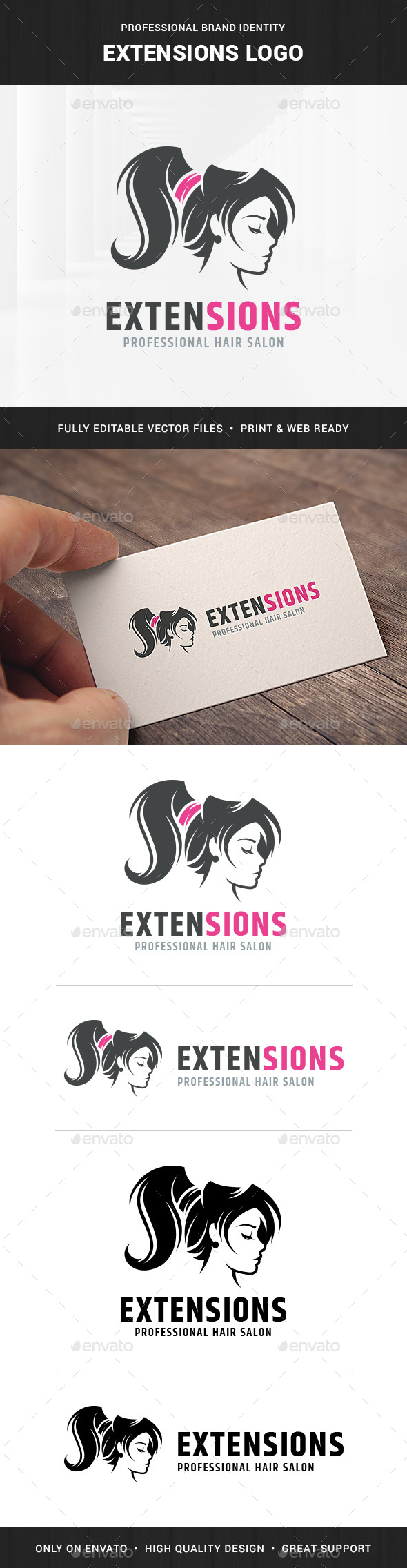 Extensions Hair Salon Logo - Humans Logo Templates