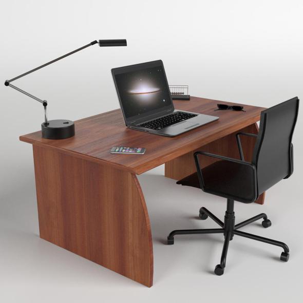 Office Desk with Chair and Laptop - 3DOcean Item for Sale