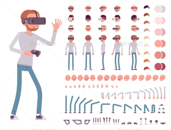 Man in Virtual Reality Headset Character Creation - Media Technology