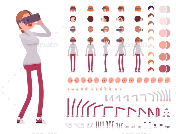 Woman in Virtual Reality Headset Character - Media Technology