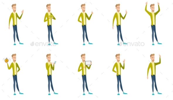 Businessman Vector Illustrations Set - People Characters
