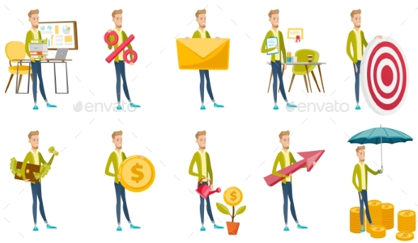 Businessman Vector Illustrations Set - People Characters