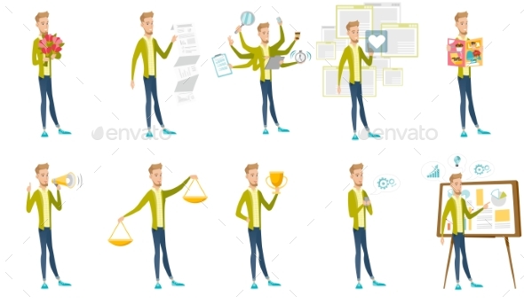 Businessman Vector Illustrations Set - People Characters