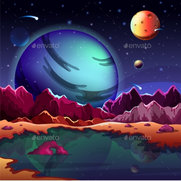 Cartoon Planet Landscape or Scenery Terrain - Landscapes Nature