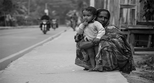 poor Kids with mother something thinking