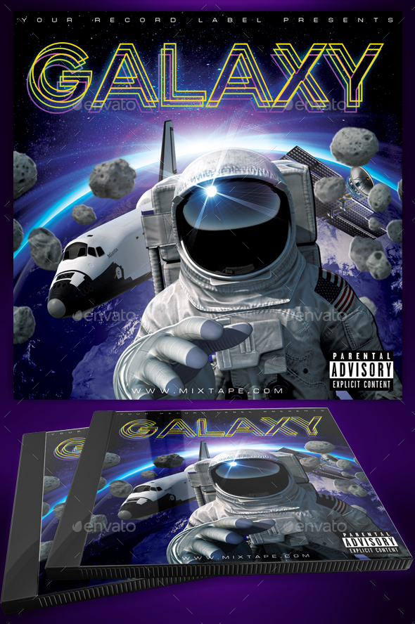 Galaxy Space CD Cover Template - CD & DVD Artwork Print Templates