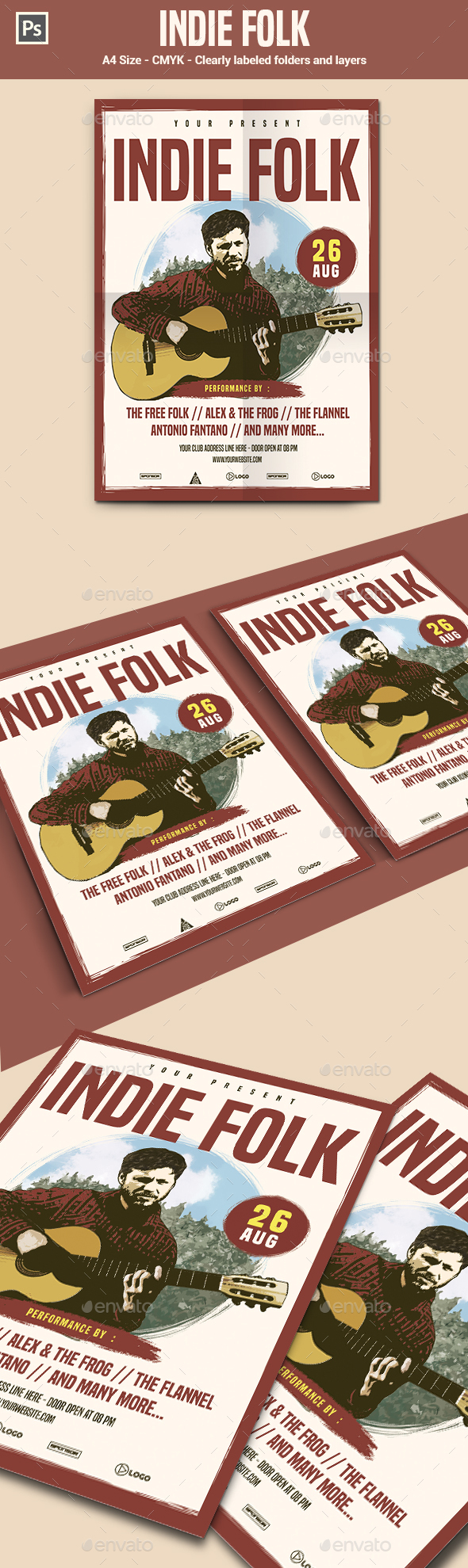 Indie Folk Flyer / Poster Template - Concerts Events