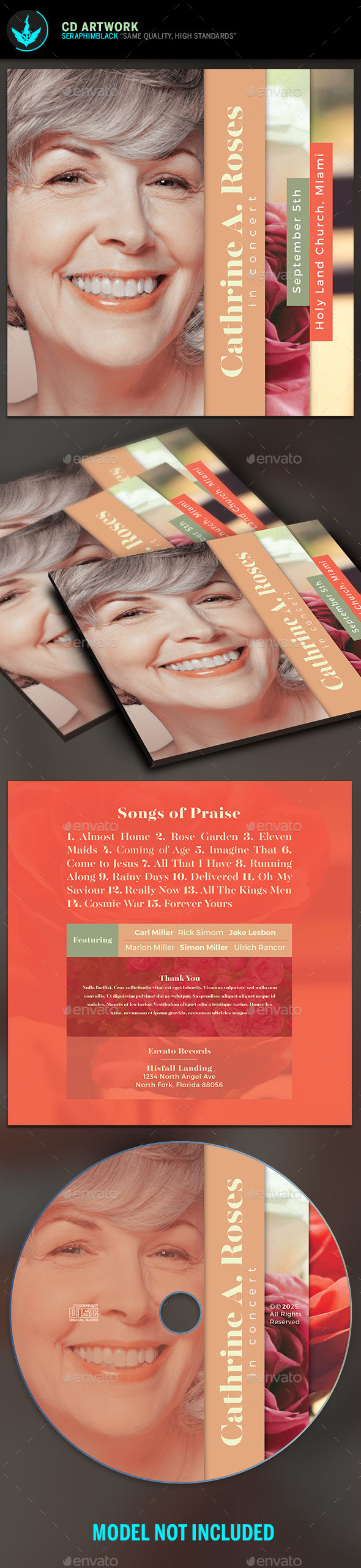 Red Rose CD Artwork Template - CD & DVD Artwork Print Templates