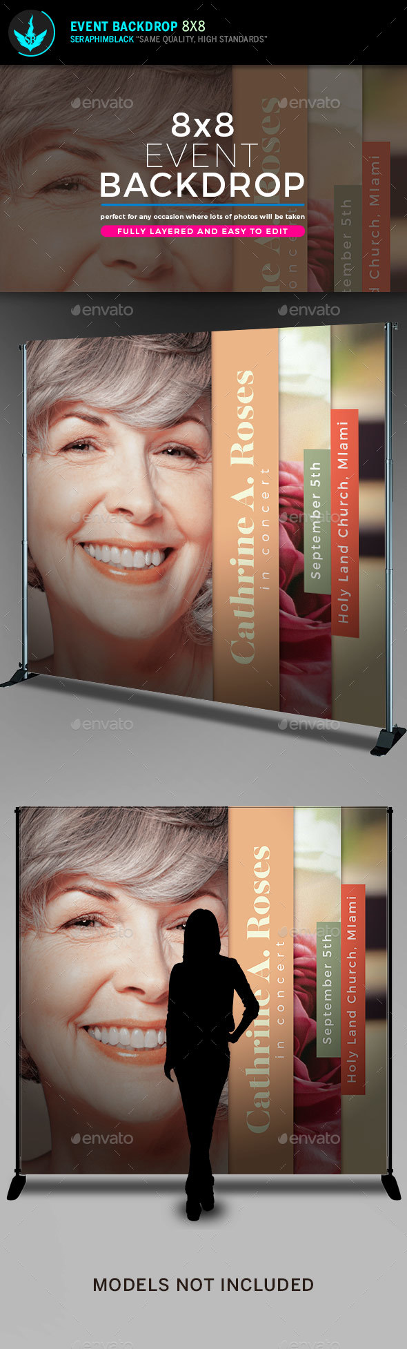 Red Rose 8x8 Backdrop Template - Signage Print Templates