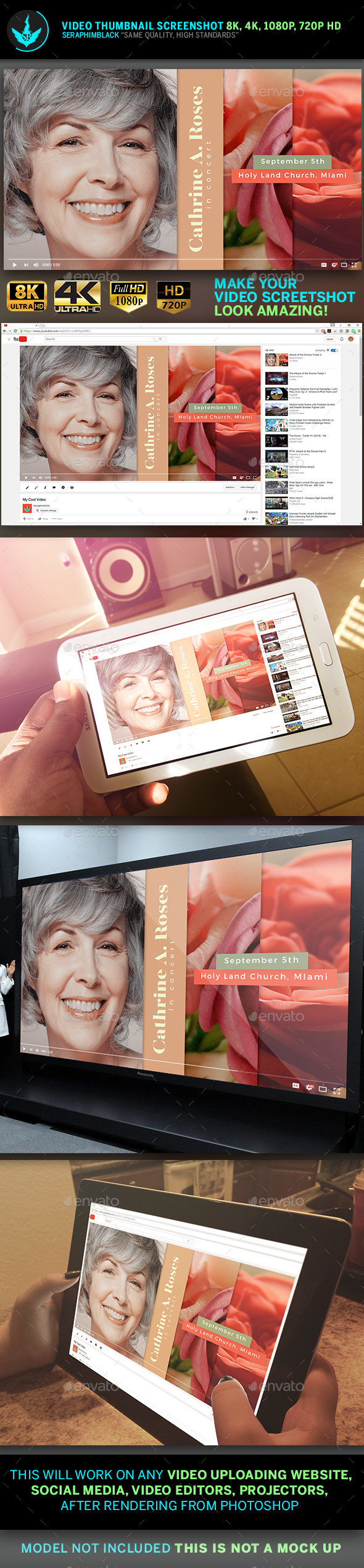 Red Rose YouTube Video Thumbnail Screenshot Template - YouTube Social Media