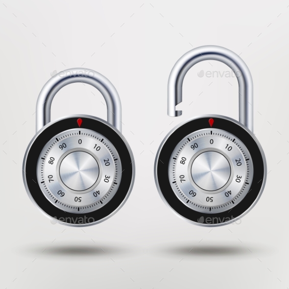 GraphicRiver Combination Padlock Realistic Metal Vector 20357005 GraphicRiver Combination Padlock Realistic Metal Vector 20357005