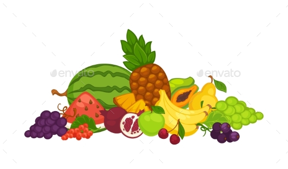 Fruits and Berries in a Heap - Food Objects