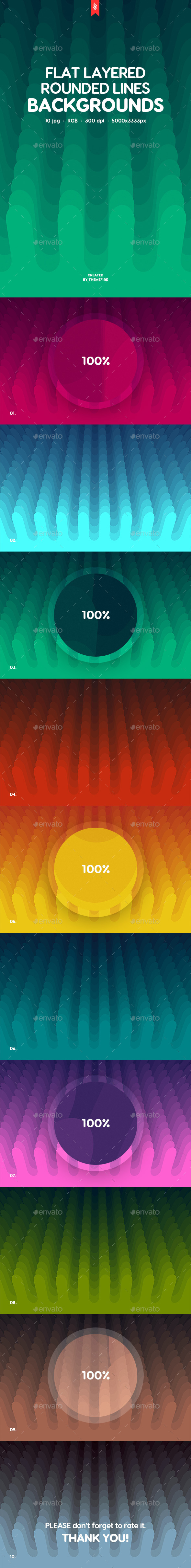 Flat Layered Rounded Lines Backgrounds