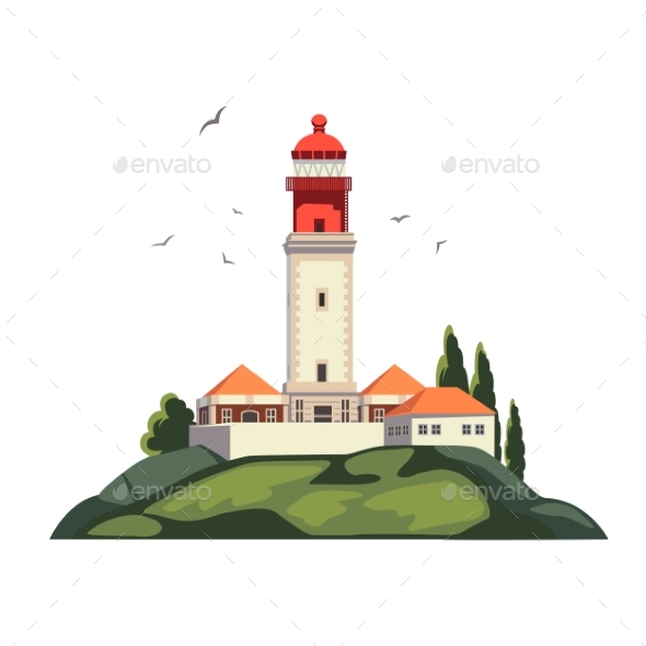 Lighthouse on Coast of Sea, Lighthouse - Landscapes Nature