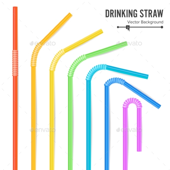 Colorful Drinking Straws Vector - Food Objects