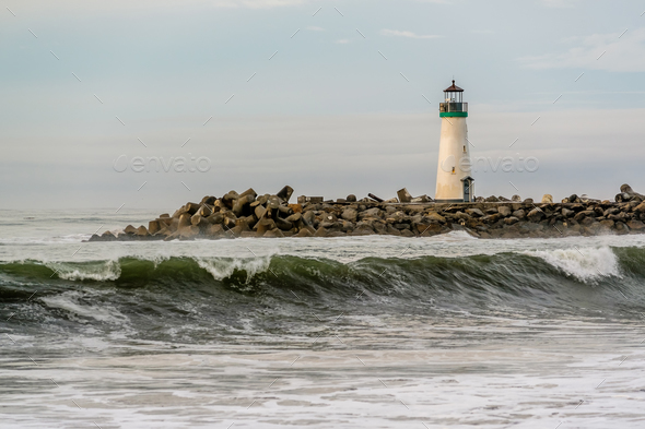 Santa Cruz Breakwater Light (Walton Lighthouse) - Stock Photo - Images