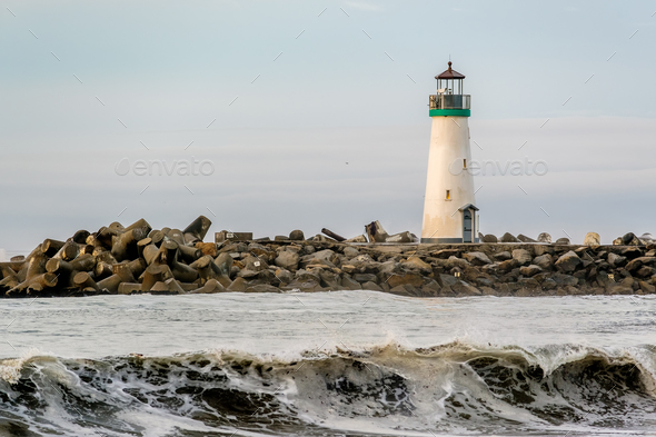 Santa Cruz Breakwater Light (Walton Lighthouse) - Stock Photo - Images