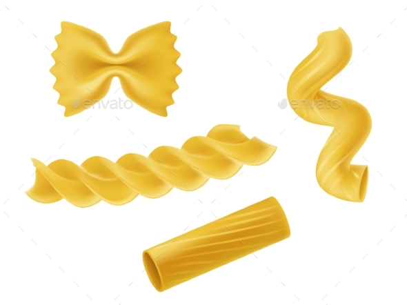 Vector Illustration Set of Realistic Icons of Dry Pasta - Food Objects