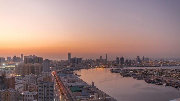 Cityscape of Ajman From Rooftop Day To Night, Stock Footage | VideoHive