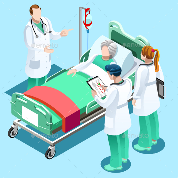 Medical Training Doctor Teaching to Students Vector Isometric People - Health/Medicine Conceptual