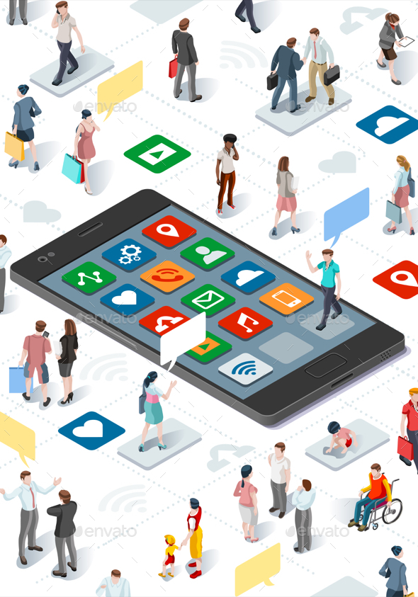 GraphicRiver People Community and Isometric Smartphone Vector Infographic 20359264 GraphicRiver People Community and Isometric Smartphone Vector Infographic 20359264