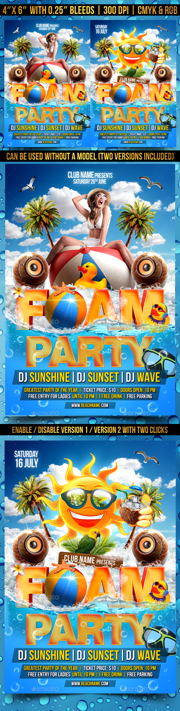 Foam Party Flyer Template - Clubs & Parties Events