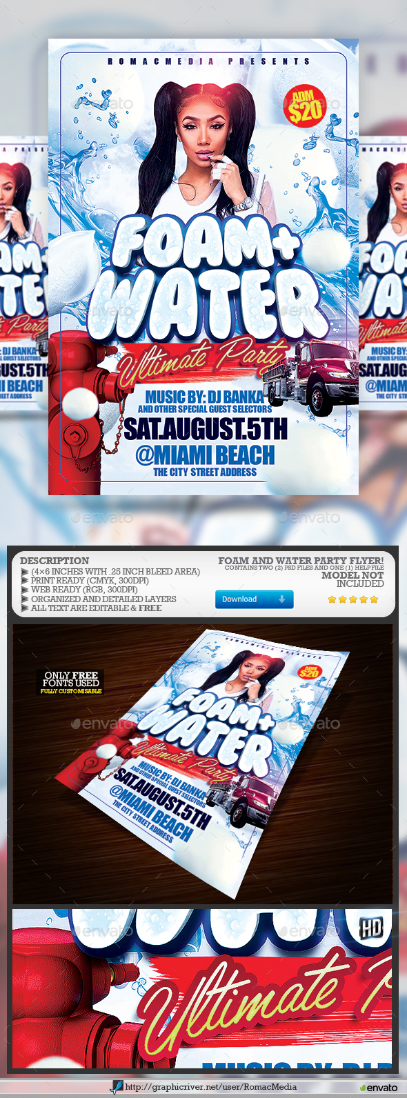 Foam and Water Party Flyer - Clubs & Parties Events