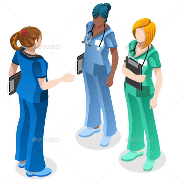 Medical Nurse Education Doctor Training Vector Isometric People - People Characters