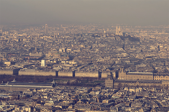 Paris, France - Aerial view of the Louvre alt