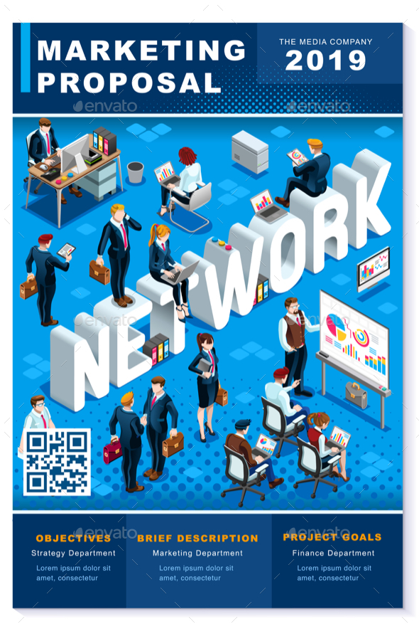 Proposal Newsletter Report Blue Basic Template Vector Design - Communications Technology