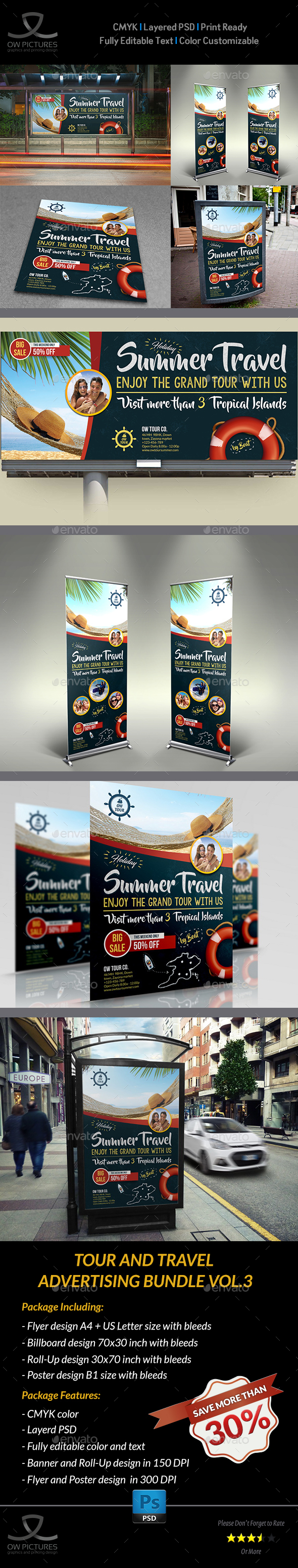 Tour and Travel Advertising Bundle Vol.3 - Signage Print Templates