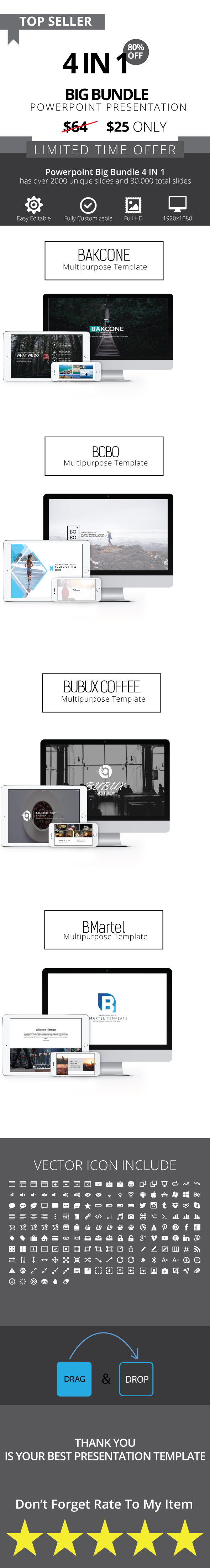 Bundle 4in1 Multipurpose Powerpoint Template - PowerPoint Templates Presentation Templates