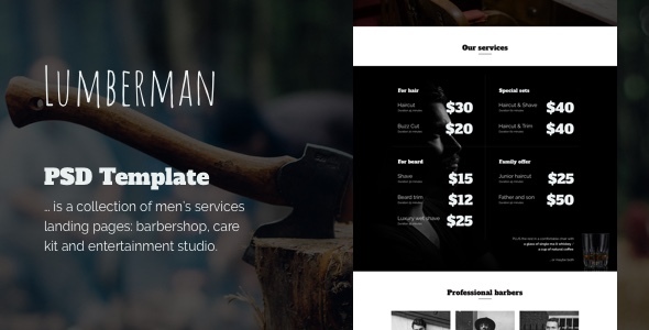Lumberman - Men's Services PSD Template - Entertainment PSD Templates