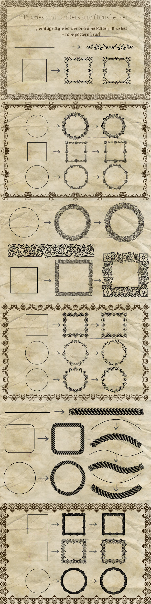 Vintage Border Frames Brushes Pack - Brushes Illustrator